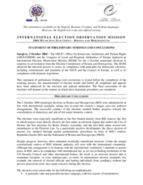 Bosnia and Herzegovina, Municipal Elections, 2 October 2004: Preliminary Statement