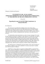 Statement by the Delegation of the Russian Federation in response to the report by the High Commissioner on National Minorities, Ambassador Knut Vollebaek