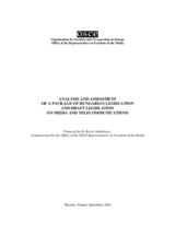 Legal review of and recommendations to the Hungarian media package Legal review of and recommendations to the Hungarian media package