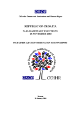 Croatia, Parliamentary Elections, 23 November 2003: Final Report