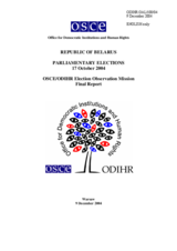 Belarus, Parliamentary Elections, 17 October 2004: Final Report