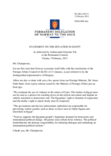 Statement by the Delegation of Norway on the situation in Egypt
