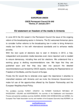 Statement by the Hungarian Presidency of the Council of the European Union on the freedom of the media in Armenia