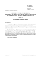 Statement by the Delegation of the Russian Federation on the situation in Albania