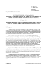Statement by the Delegation of the Russian Federation on the resolution of the Parliamentary Assembly of the Council of Europe in connection with the Dick Marty Report