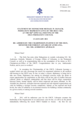 Statement by the Delegation of the Holy See in response to the address by the Chairperson-In-Office of the OSCE, Minister for Foreign Affairs of Lithuania, H.E. Audronius Ažubalis