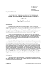 Statement by the delegation of Switzerland regarding la Francophonie