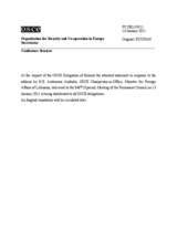 Выступление Постоянного представителя Республики Беларусь при ОБСЕ - В ответ на выступление Действующего председателя ОБСЕ, Министра иностранных дел Литвы А.Ажубалиса