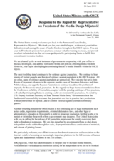 Statement by the Delegation of the United States in response to the report by the OSCE Representative on Freedom of the Media, Ms. Dunja Mijatović