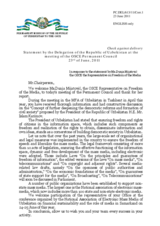 Statement by the Delegation of Uzbekistan in response to the report by the OSCE Representative on Freedom of the Media, Ms. Dunja Mijatović