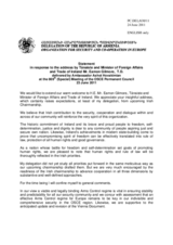 Statement by the Delegation of Armenia in response to the address by the Tánaiste (Deputy Prime Minister) and Minister for Foreign Affairs and Trade of Ireland, H.E. Eamon Gilmore 