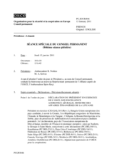 Journal de la séance spéciale du Conseil permanent (846ème séance plénière)