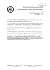 Statement by the Delegation of the United States on the attack in Taraz, Kazakhstan, on 12 November 2011