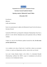 Opening remarks by OSCE Secretary General Lamberto Zannier