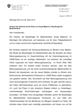 Antwort der Schweiz auf die Rede von Dunja Mijatovic, Beauftragte für Medienfreiheit