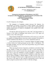 Statement by the Delegation of Kazakhstan in response to the report by the OSCE Representative on Freedom of the Media