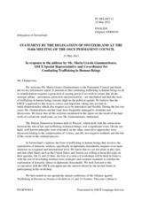 Statement by the Delegation of Switzerland in response to the report by the Special Representative and Co-ordinator for Combating Trafficking in Human Beings, Dr. Maria Grazia Giammarinaro