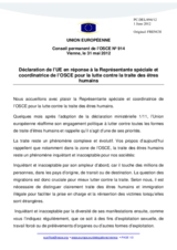 Déclaration de l’UE en réponse à la Représentante spéciale et coordinatrice de l’OSCE pour la lutte contre la traite des êtres humains