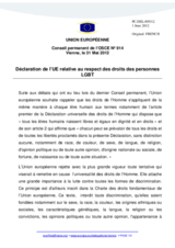 Déclaration de l’UE relative au respect des droits des personnes LGBT
