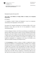 Statement by the Delegation of Switzerland, also on behalf of Serbia, in response to the address by the Minister for Foreign Affairs of Ukraine, H.E. Kostyantyn Gryshchenko