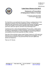 Statement by the Delegation of the United States on the freedom of the media in Ukraine