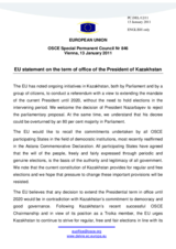 Statement by the Hungarian Presidency of the Council of the European Union on the term of office of the President of Kazakhstan