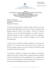 Address by the Chairperson of the Committee of Ministers of the Council of Europe, Gilbert Saboya i Sunyé, Minister of Foreign Affairs of the Principality of Andorra