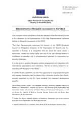 Statement by the Cypriot Presidency of the Council of the EU on the accession of Mongolia to the OSCE