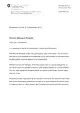 Statement by the Delegation of Switzerland, also on behalf of Liechtenstein and Norway, on the accession of Mongolia to the OSCE