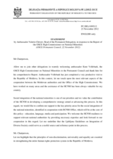 Statement by the Delegation of Moldova in response to the report by the OSCE High Commissioner on National Minorities, Ambassador Knut Vollebaek
