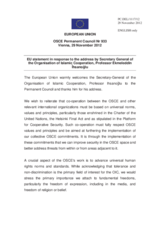 Statement by the Cypriot Presidency of the Council of the EU in response to the address by the Secretary General of the Organisation of Islamic Cooperation, H.E. Ekmeleddin İhsanoğlu