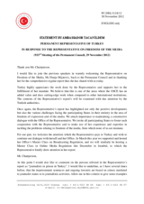 Statement by the Delegation of Turkey in response to the report by the OSCE Representative on Freedom of the Media, Ms. Dunja Mijatovic
