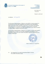 Response by the Delegation of Belgium to the Questionnaire on the Code of Conduct on Politico-Military Aspects of Security