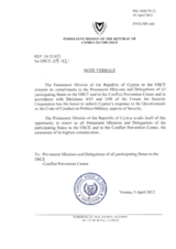 Response by the Delegation of Cyprus to the Questionnaire on the Code of Conduct on Politico-Military Aspects of Security