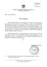 Response by the Delegation of Cyprus to the Questionnaire on the Code of Conduct on Politico-Military Aspects of Security