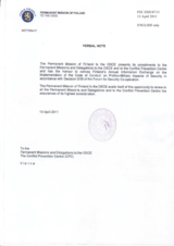 Response by the Delegation of Finland to the Questionnaire on the Code of Conduct on Politico-Military Aspects of Security