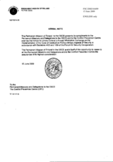 Response by the Delegation of Finland to the Questionnaire on the Code of Conduct on Politico-Military Aspects of Security