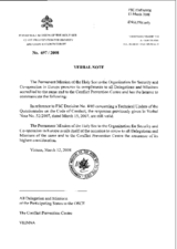 Response by the Delegation of the Holy See to the Questionnaire on the Code of Conduct on Politico-Military Aspects of Security