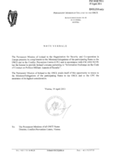 Response by the Delegation of Ireland to the Questionnaire on the Code of Conduct on Politico-Military Aspects of Security