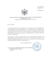 Response by the Delegation of Montenegro to the Questionnaire on the Code of Conduct on Politico-Military Aspects of Security