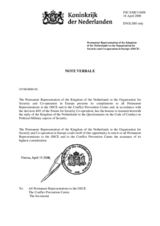 Response by the Delegation of the Netherlands to the Questionnaire on the Code of Conduct on Politico-Military Aspects of Security