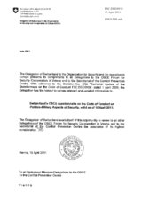 Response by the Delegation of Switzerland to the Questionnaire on the Code of Conduct on Politico-Military Aspects of Security