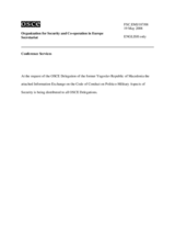 Response by the Delegation of the former Yugoslav Republic of Macedonia to the Questionnaire on the Code of Conduct on Politico-Military Aspects of Security