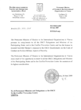 Response by the Delegation of Ukraine to the Questionnaire on the Code of Conduct on Politico-Military Aspects of Security