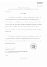 Response by the Delegation of the United States to the Questionnaire on the Code of Conduct on Politico-Military Aspects of Security