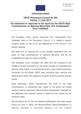 Statement by the Lithuanian Presidency of the Council of the EU in response to the report by the OSCE High Commissioner on National Minorities, Ambassador Knut Vollebaek
