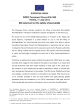 Statement by the Lithuanian Presidency of the Council of the EU on the safety of journalists in the OSCE area