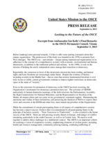 Excerpts from Ambassador Ian Kelly’s Final Remarks  to the OSCE Permanent Council