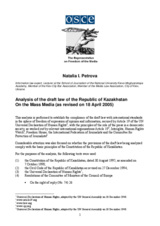 Analysis of the draft law of the Republic of Kazakhstan On the Mass Media Analysis of the draft law of the Republic of Kazakhstan On the Mass Media
