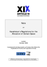 Kazakhstan's regulations for the allocation of domain space Kazakhstan's regulations for the allocation of domain space